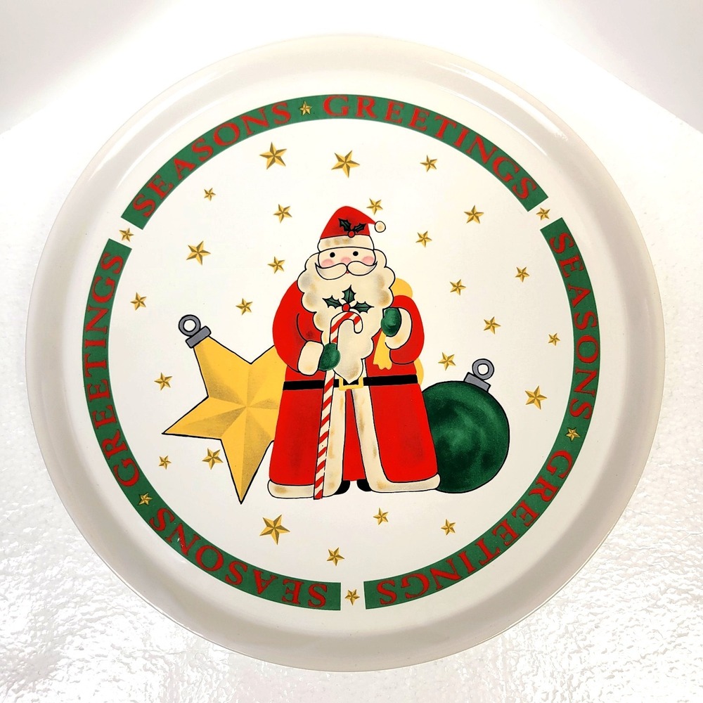 VTG 1994 Limited Edition Japan Santa Seasons Greetings Stoneware Christmas Tray